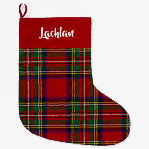 Scottish Royal Stewart Tartan Custom (Red Top) Large Christmas Stocking