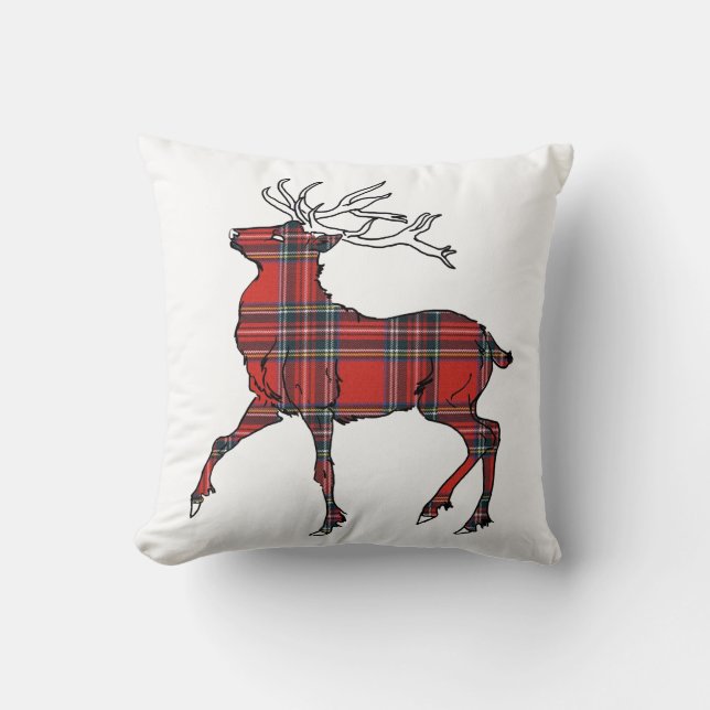Scottish (Royal Stewart) Tartan Stag Cushion (Front)
