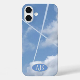 Scottish Saltire in Aircraft Trails in Sky. iPhone 16 Plus Case