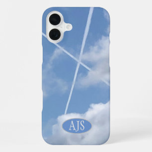Scottish Saltire in Aircraft Trails in Sky. iPhone 16 Plus Case