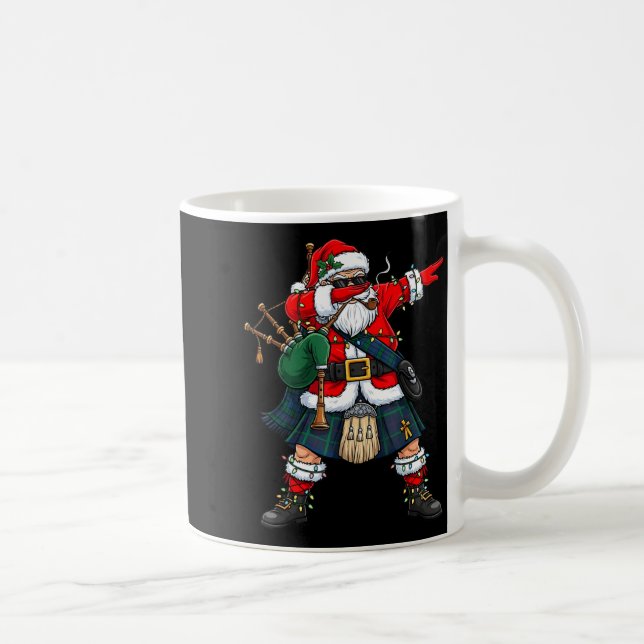 Scottish Santa Bagpes Dabbing Christmas Funny Holi Coffee Mug (Right)