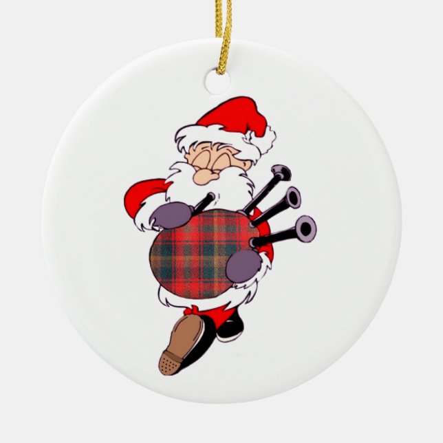 Scottish Santa Claus Ceramic Ornament (Front)