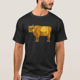 Scottish Shaggy Highland Cow Stained Glass Cow T-Shirt