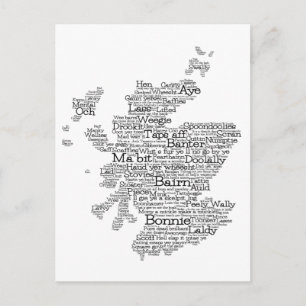 Scottish slang map postcard