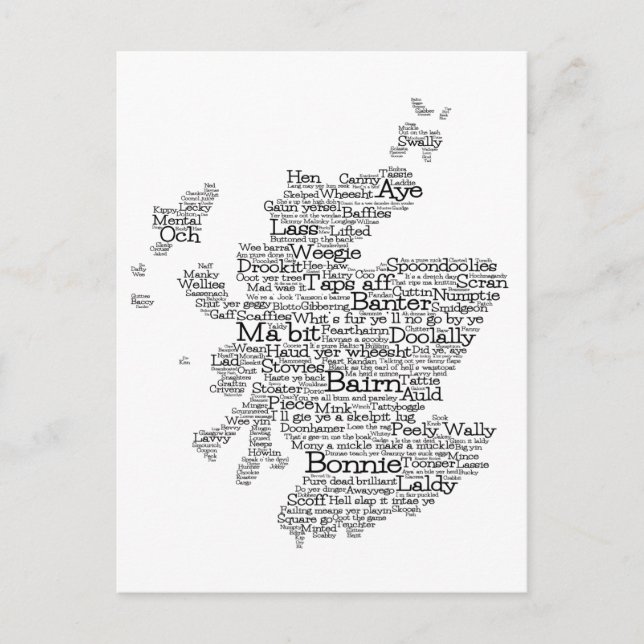 Scottish slang map postcard (Front)