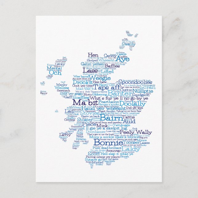 Scottish slang map postcard (Front)