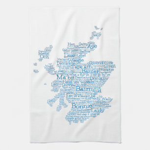 Scottish Slang Word Map Serviette de cuisine