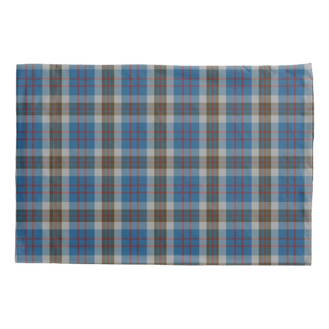Scottish Slumber Clan Thompson Blue Grey Tartan Pillowcase (Back)