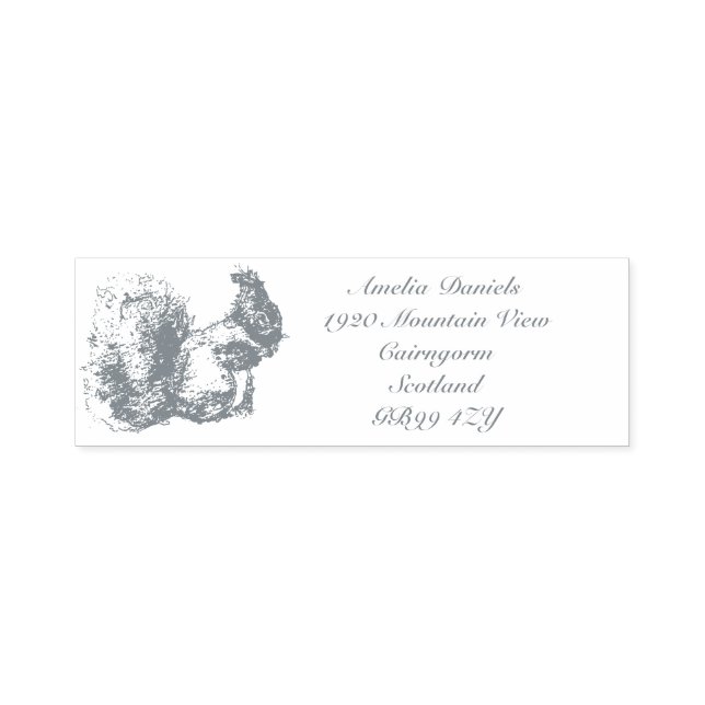 Scottish Squirrel Address Self Inking Rubber Stamp (Design)