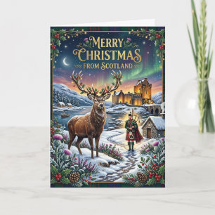 Scottish Stag and Child Christmas Card