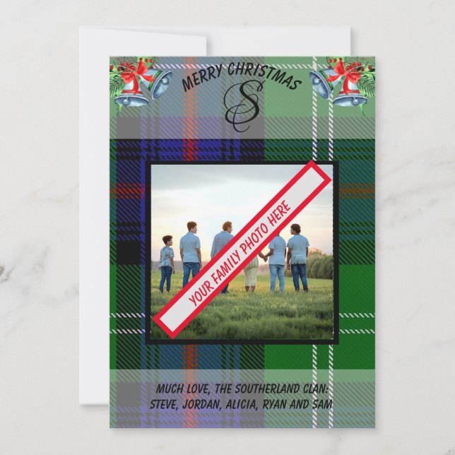 Scottish Sutherland Clan's Tartan Christmas Card (Front)