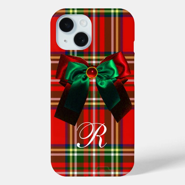SCOTTISH TARTAN AND RED GREEN BOWS CHRISTMAS PARTY Case-Mate iPhone CASE (Back)