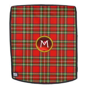 SCOTTISH TARTAN AND RED RUBY GEM STONE MONOGRAM BACKPACK