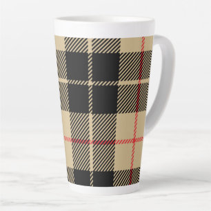  Scottish Tartan Chequered Plaid Pattern in Black  Latte Mug