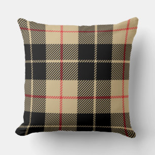 Scottish Tartan Chequered Plaid Pattern in Black Throw Pillow