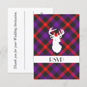 Scottish Tartan Clan Paid Purple Orange Patterned Invitation