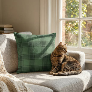Scottish Tartan: Classic Hunter Green Plaid Throw Pillow