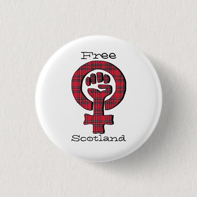 Scottish Tartan Indy Feminist Symbol Pinback 1 Inch Round Button (Front)