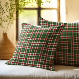 Scottish Tartan Pattern Christmas Colors Throw Pillow
