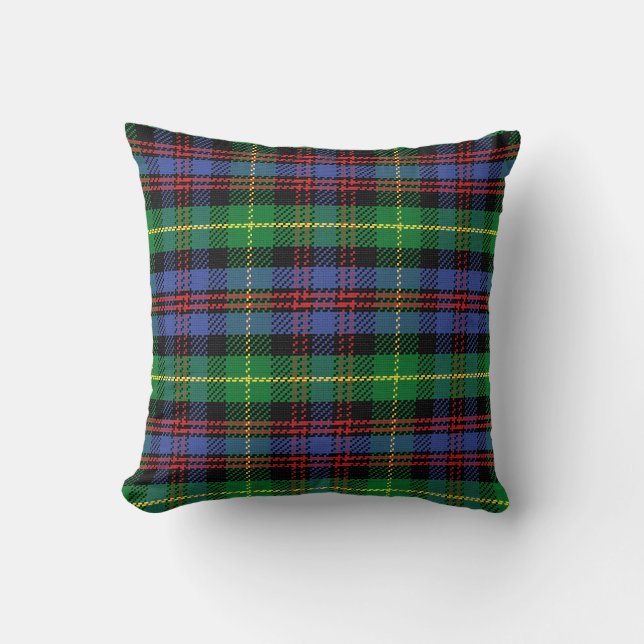 Scottish Tartan Pattern Green Blue Red Throw Pillow (Front)