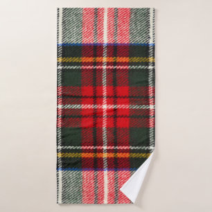 Scottish tartan pattern. Red and white wool plaid  Bath Towel