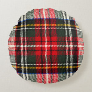 Scottish tartan pattern. Red and white wool plaid  Round Pillow