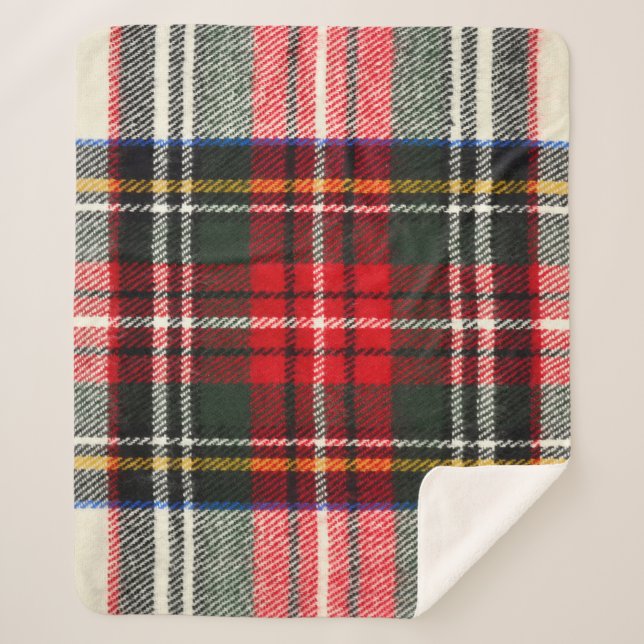 Scottish tartan pattern. Red and white wool plaid  Sherpa Blanket (Front)