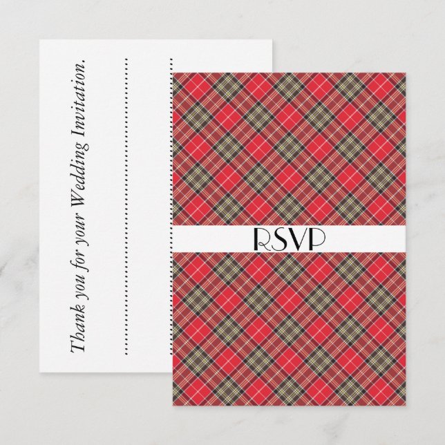 Scottish Tartan Plaid Theme Celebration Party RSVP Invitation (Front/Back)