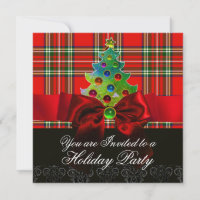 SCOTTISH TARTAN ,RED GREEN BOWS AND CHRISTMAS TREE