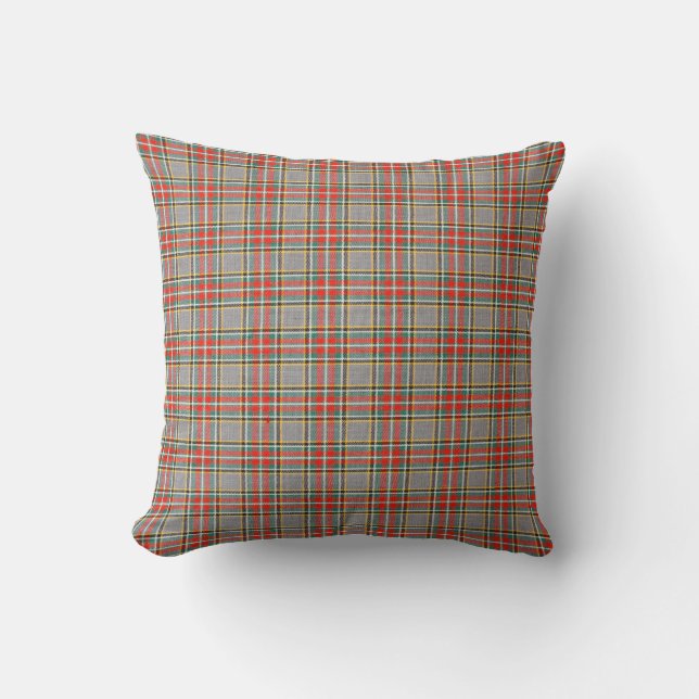 Scottish tartan: red-green-yellow pattern. throw pillow (Front)