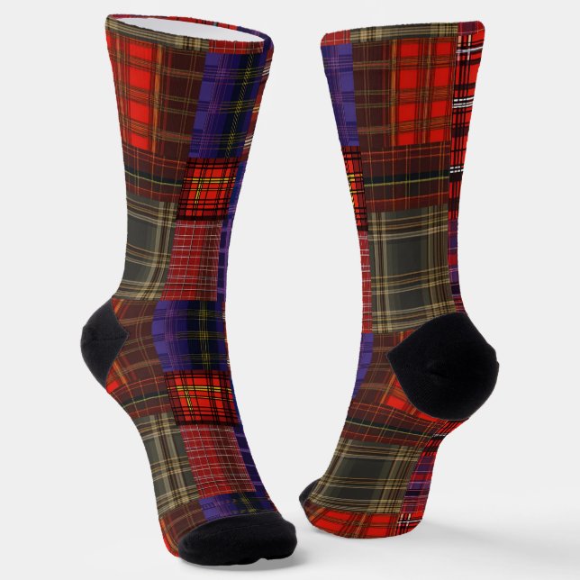 Scottish Tartan Swatch  Socks (Angled)