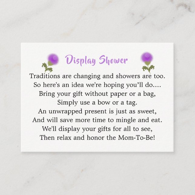 Scottish Tartan Thistle Baby Shower Display Enclosure Card (Front)