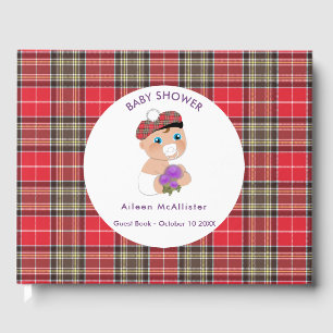 Scottish Tartan Thistle Baby Shower Personalized Guest Book