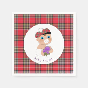 Scottish Tartan  Thistle Baby Shower Personalized Napkin