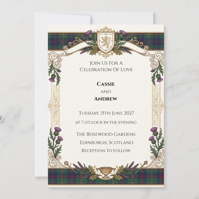 Scottish Tartan Wedding Invitation (Front)