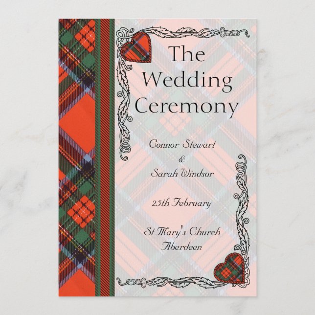 Scottish Tartan Wedding program - Royal Stewart (Front)