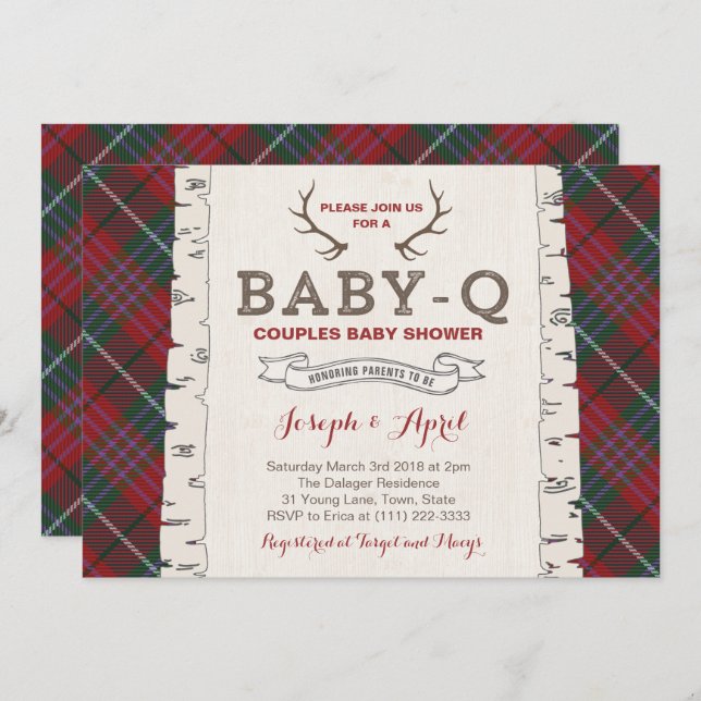 Scottish Tartan Wilderness Co-ed Baby Shower Invitation (Front/Back)