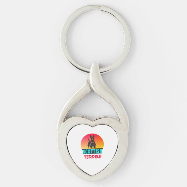 Scottish Terrerier Vintage Design Keychain (Front)