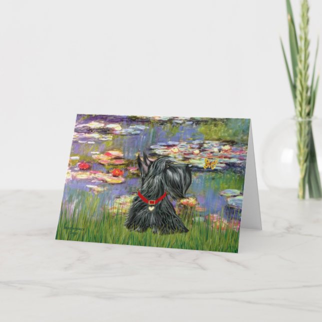 Scottish Terrier 12 - Lilies 2 Card (Front)