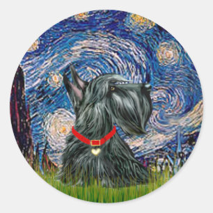 Scottish Terrier 12c -Starry Night Classic Round Sticker