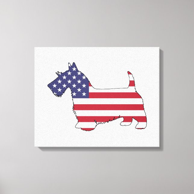 Scottish terrier - "american flag" canvas print (Front)