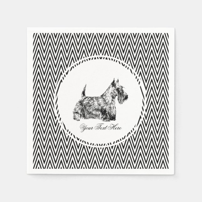 Scottish Terrier and Chevron Personalize Napkin (Front)