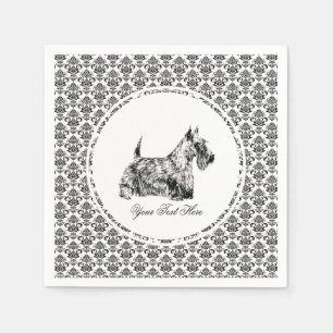 Scottish Terrier and Floral Personalize Napkin