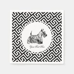 Scottish Terrier and Greek Key Personalize Napkin