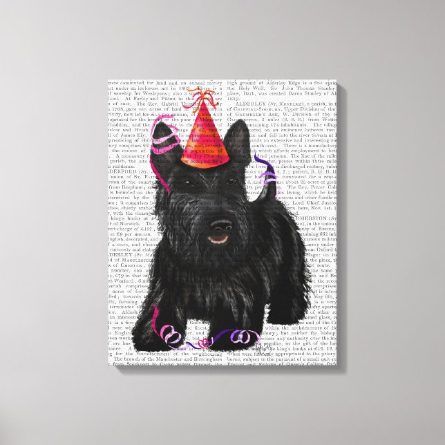 Scottish Terrier and Party Hat Canvas Print (Front)