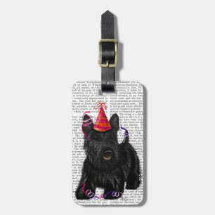 Scottish Terrier and Party Hat Luggage Tag