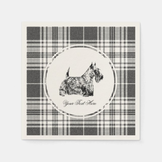 Scottish Terrier and Plaid Personalize Napkin (Front)