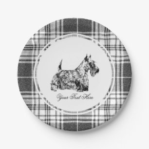 Scottish Terrier and Plaid Personalize Paper Plate