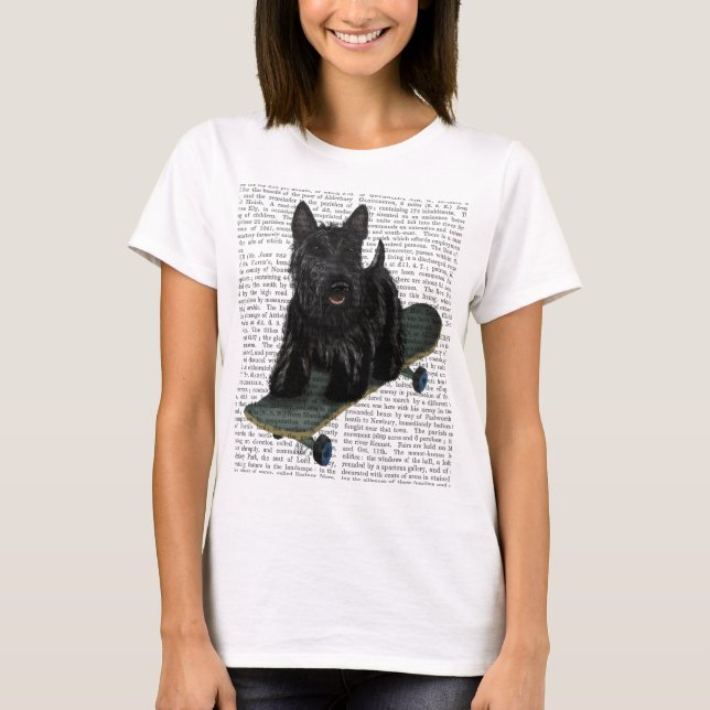 Scottish Terrier and Skateboard T-Shirt (Front)
