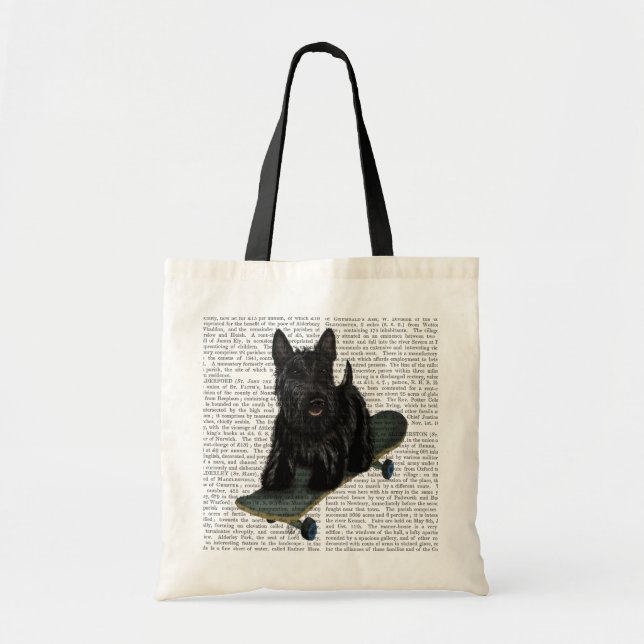 Scottish Terrier and Skateboard Tote Bag (Front)